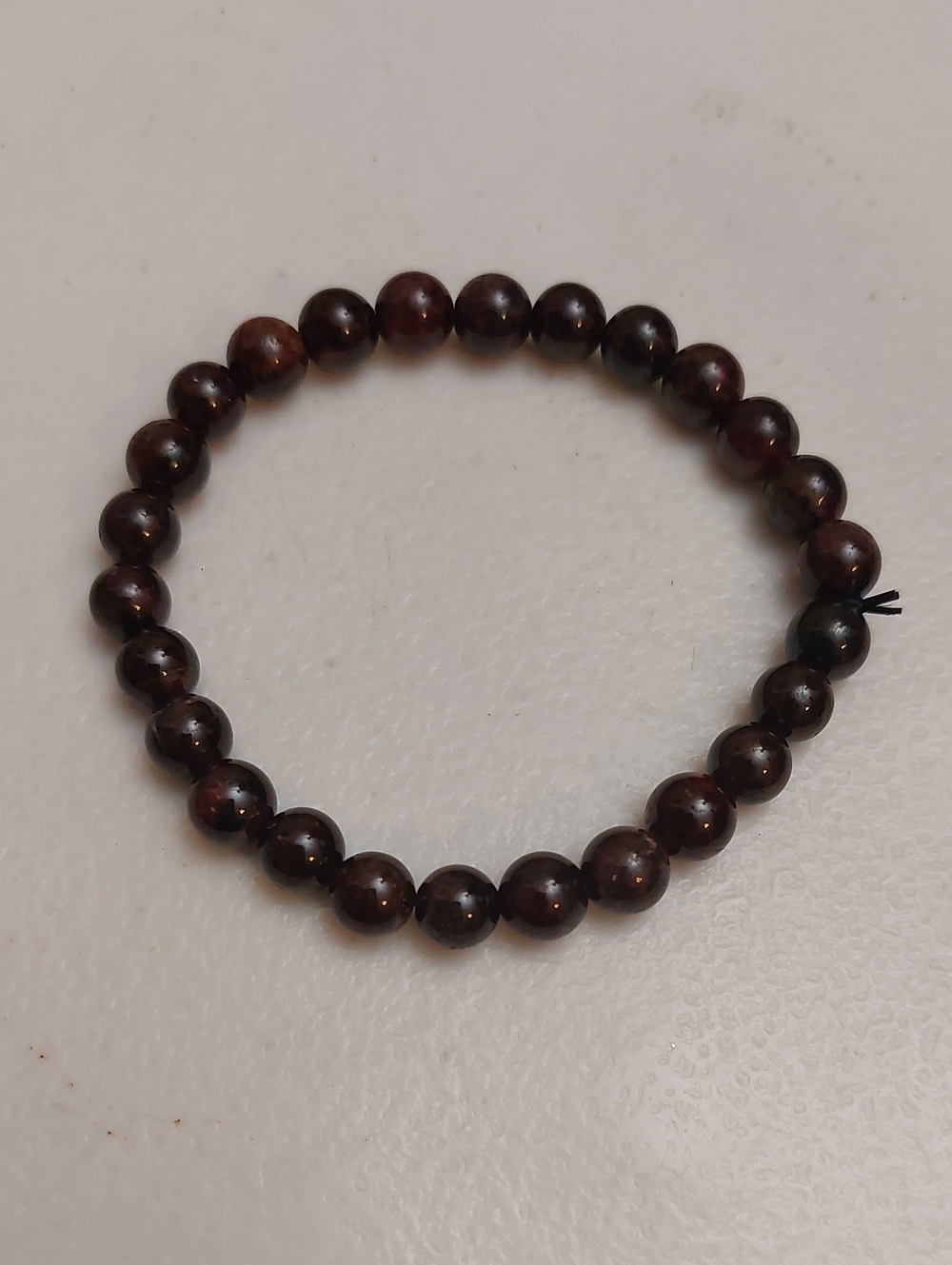 Natural Deep Red Garnet Gemstone Beads Stretch Bracelet 6.75 Inch Around 7mm